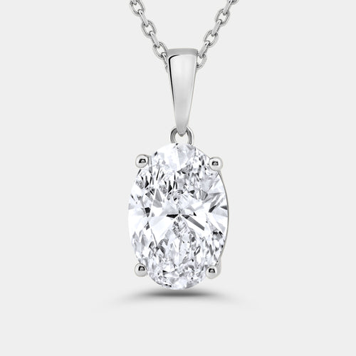 Gilded 5 Carat Lab-Grown Diamond Oval-Shaped Classic Solitaire Pendant