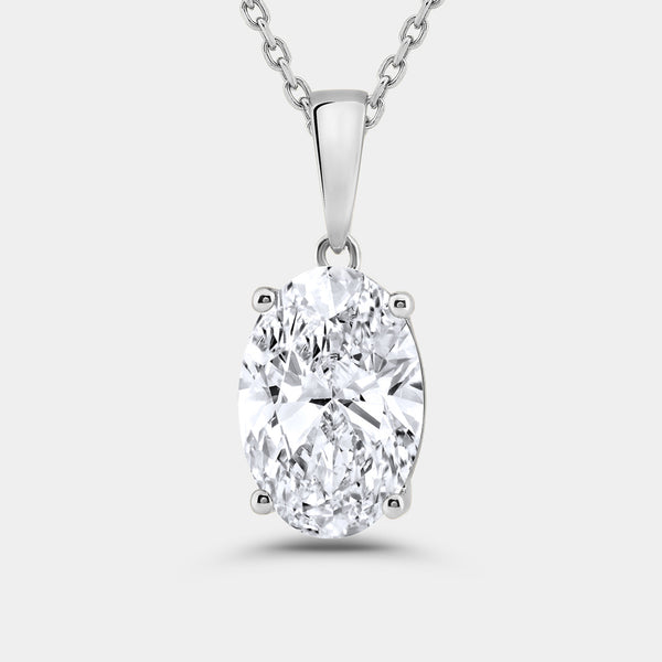 5 Carat Lab-Grown Diamond Oval-Shaped Classic Solitaire Pendant — GILDED New York