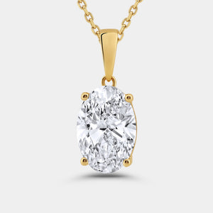 Gilded 5 Carat Lab-Grown Diamond Oval-Shaped Classic Solitaire Pendant