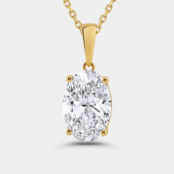 5 Carat Lab-Grown Diamond Oval-Shaped Classic Solitaire Pendant — GILDED New York