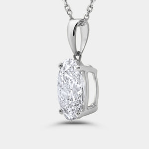 Gilded 5 Carat Lab-Grown Diamond Oval-Shaped Classic Solitaire Pendant