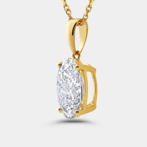 Gilded 5 Carat Lab-Grown Diamond Oval-Shaped Classic Solitaire Pendant