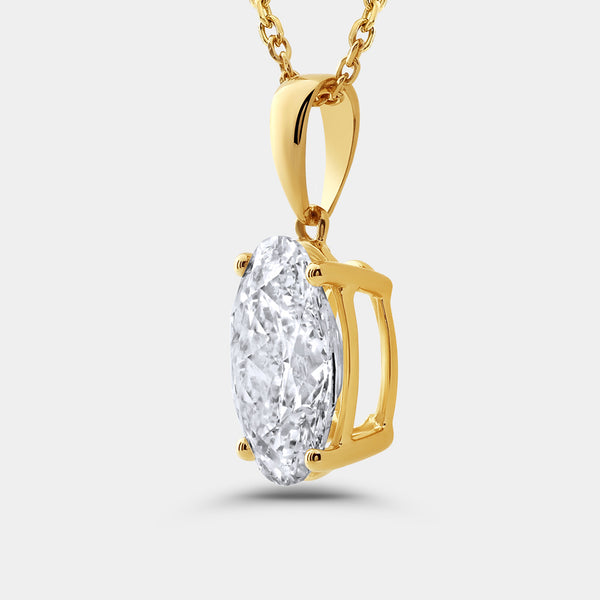5 Carat Lab-Grown Diamond Oval-Shaped Classic Solitaire Pendant — GILDED New York
