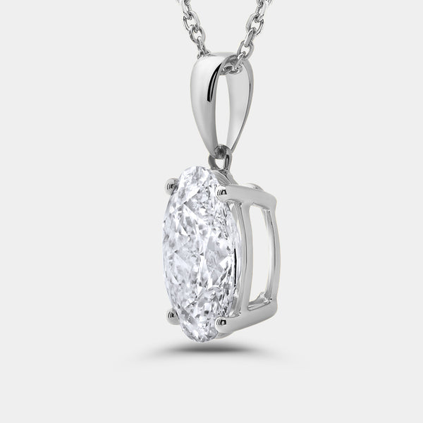 5 Carat Lab-Grown Diamond Oval-Shaped Classic Solitaire Pendant — GILDED New York