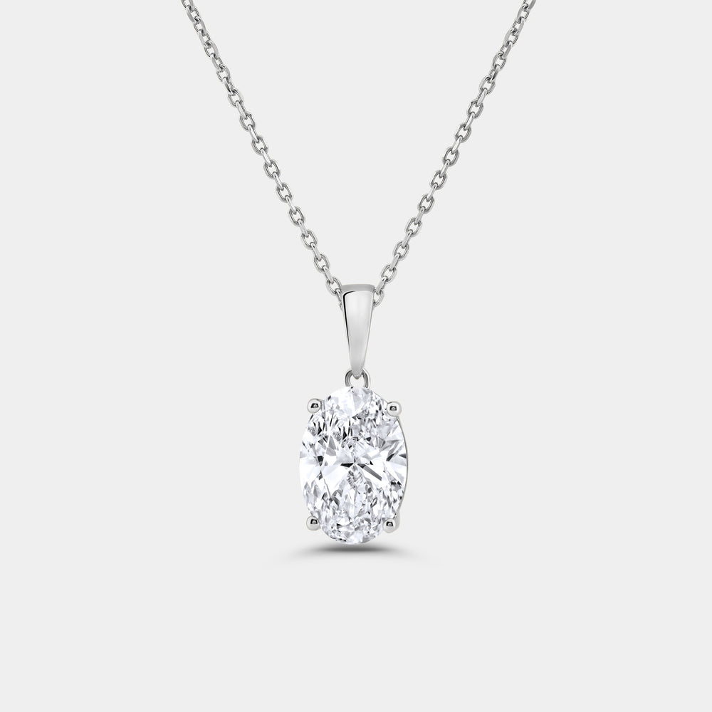 Gilded 5 Carat Lab-Grown Diamond Oval-Shaped Classic Solitaire Pendant