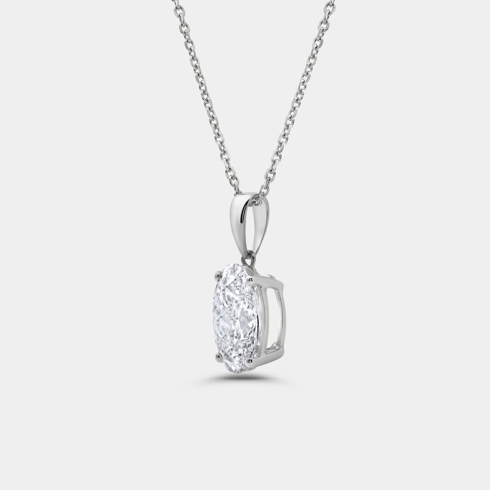 Gilded 5 Carat Lab-Grown Diamond Oval-Shaped Classic Solitaire Pendant