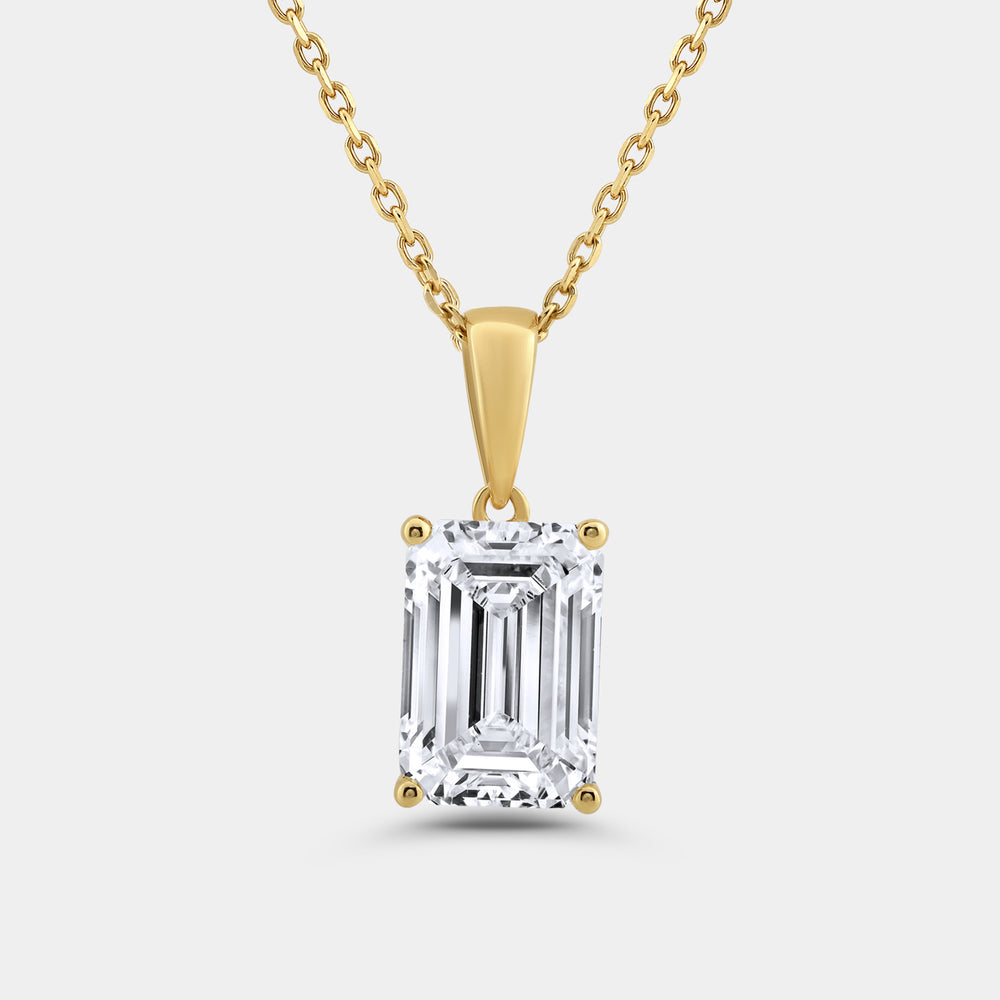 5 Carat Lab-Grown Diamond Emerald-Cut Classic Solitaire Pendant — GILDED New York