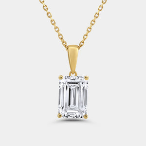 Gilded 5 Carat Lab-Grown Diamond Emerald-Cut Classic Solitaire Pendant