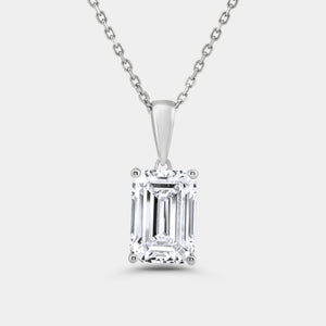 Gilded 5 Carat Lab-Grown Diamond Emerald-Cut Classic Solitaire Pendant