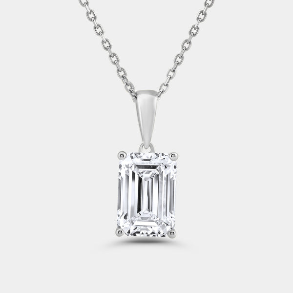 5 Carat Lab-Grown Diamond Emerald-Cut Classic Solitaire Pendant — GILDED New York