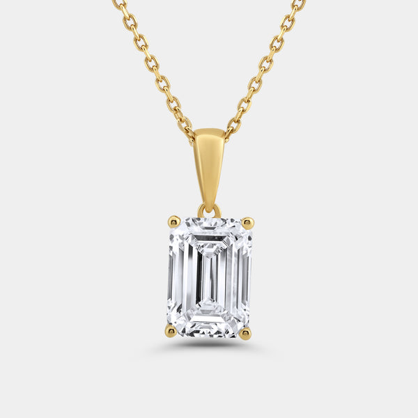 5 Carat Lab-Grown Diamond Emerald-Cut Classic Solitaire Pendant — GILDED New York