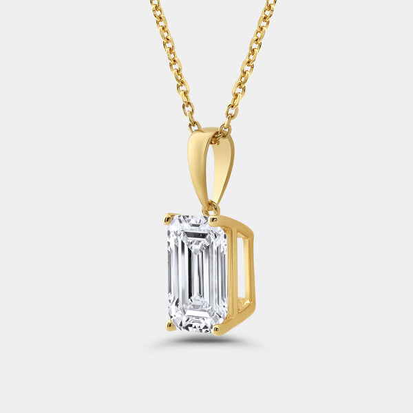5 Carat Lab-Grown Diamond Emerald-Cut Classic Solitaire Pendant — GILDED New York