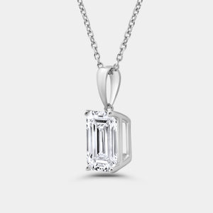 Gilded 5 Carat Lab-Grown Diamond Emerald-Cut Classic Solitaire Pendant