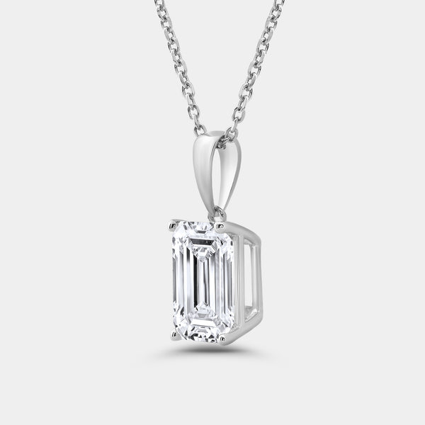 5 Carat Lab-Grown Diamond Emerald-Cut Classic Solitaire Pendant — GILDED New York