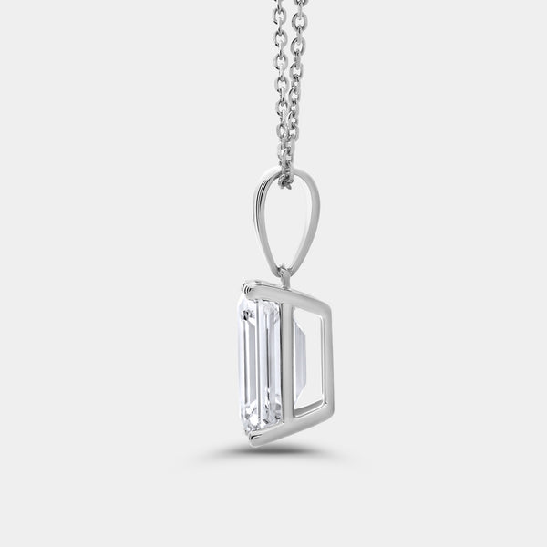 5 Carat Lab-Grown Diamond Emerald-Cut Classic Solitaire Pendant — GILDED New York