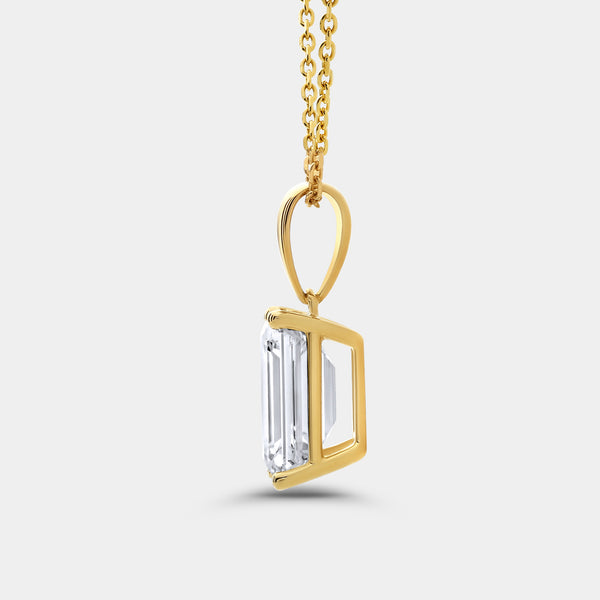 5 Carat Lab-Grown Diamond Emerald-Cut Classic Solitaire Pendant — GILDED New York