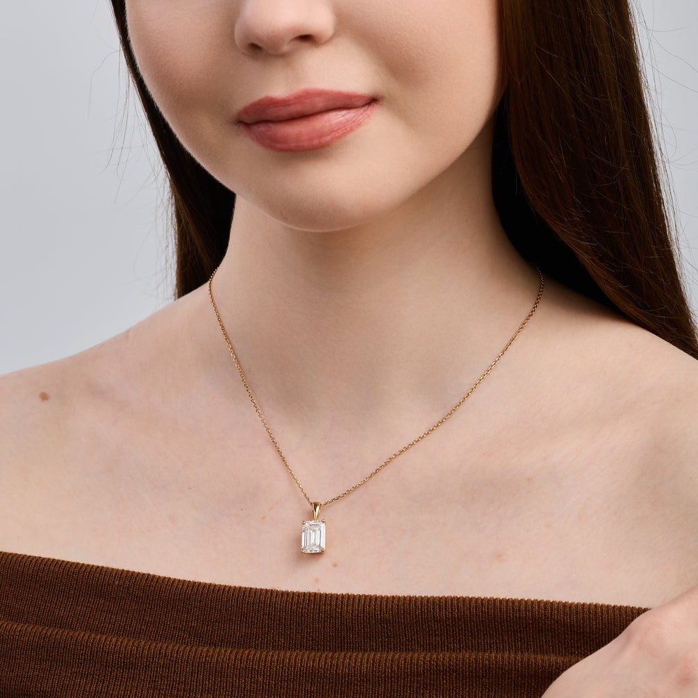 5 Carat Lab-Grown Diamond Emerald-Cut Classic Solitaire Pendant — GILDED New York