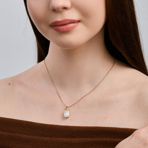 5 Carat Lab-Grown Diamond Emerald-Cut Classic Solitaire Pendant — GILDED New York