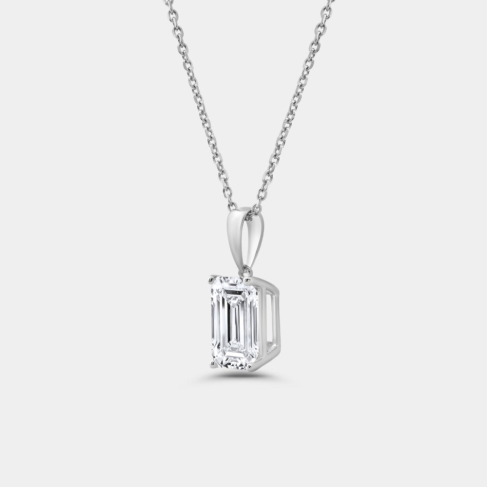 Gilded 5 Carat Lab-Grown Diamond Emerald-Cut Classic Solitaire Pendant