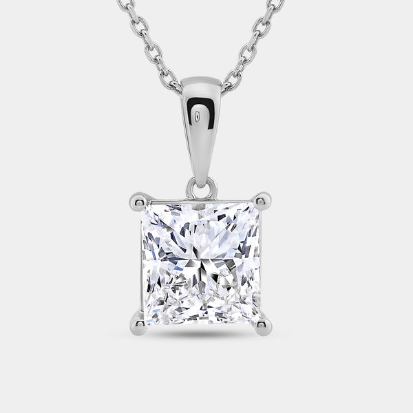 5 Carat Lab-Grown Diamond Princess-Shaped Classic Solitaire Pendant — GILDED New York