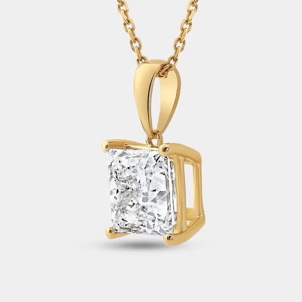 5 Carat Lab-Grown Diamond Princess-Shaped Classic Solitaire Pendant — GILDED New York