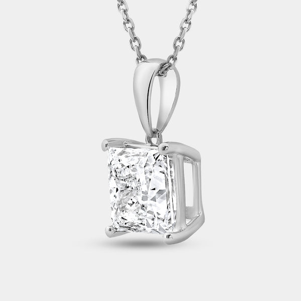 5 Carat Lab-Grown Diamond Princess-Shaped Classic Solitaire Pendant — GILDED New York