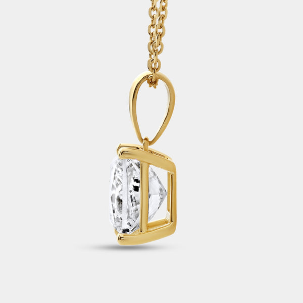 5 Carat Lab-Grown Diamond Princess-Shaped Classic Solitaire Pendant — GILDED New York