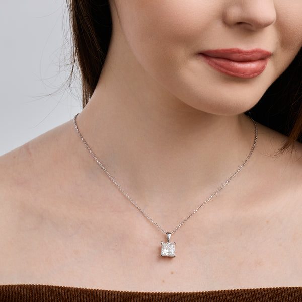 5 Carat Lab-Grown Diamond Princess-Shaped Classic Solitaire Pendant — GILDED New York