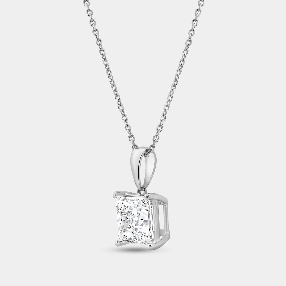 Gilded 5 Carat Lab-Grown Diamond Princess-Shaped Classic Solitaire Pendant