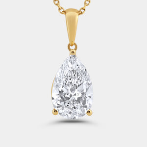 Gilded 5 Carat Lab-Grown Diamond Pear-Shaped Classic Solitaire Pendant