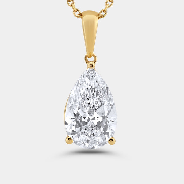 5 Carat Lab-Grown Diamond Pear-Shaped Classic Solitaire Pendant — GILDED New York