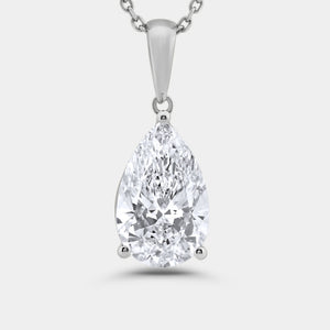 Gilded 5 Carat Lab-Grown Diamond Pear-Shaped Classic Solitaire Pendant