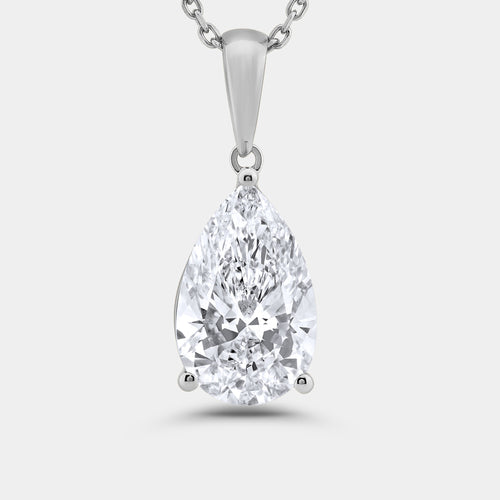 Gilded 5 Carat Lab-Grown Diamond Pear-Shaped Classic Solitaire Pendant