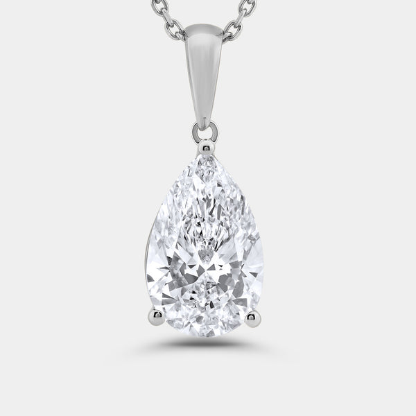 5 Carat Lab-Grown Diamond Pear-Shaped Classic Solitaire Pendant — GILDED New York