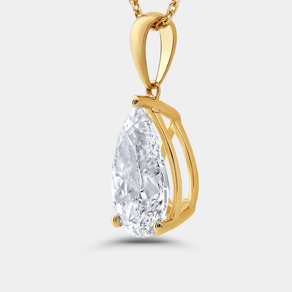 5 Carat Lab-Grown Diamond Pear-Shaped Classic Solitaire Pendant — GILDED New York