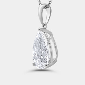 Gilded 5 Carat Lab-Grown Diamond Pear-Shaped Classic Solitaire Pendant