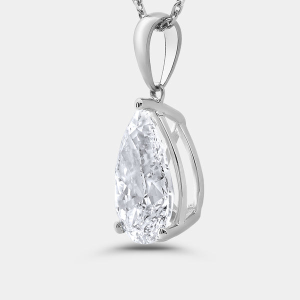 5 Carat Lab-Grown Diamond Pear-Shaped Classic Solitaire Pendant — GILDED New York