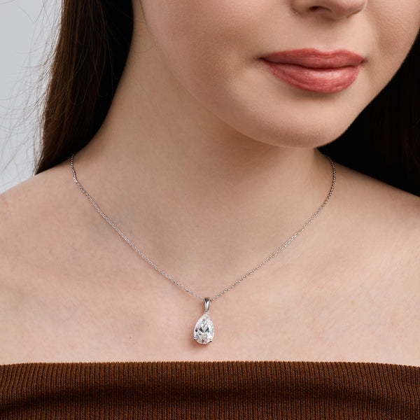 5 Carat Lab-Grown Diamond Pear-Shaped Classic Solitaire Pendant — GILDED New York