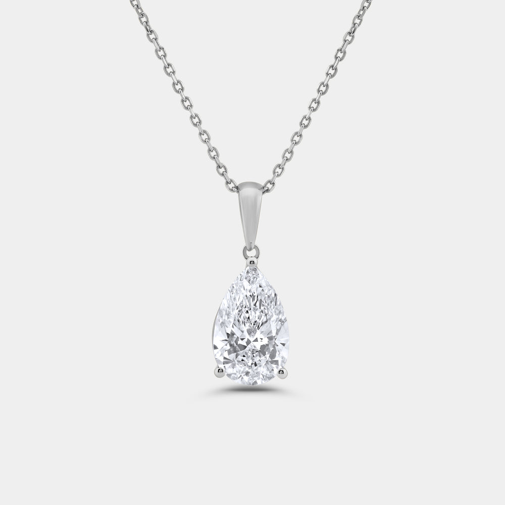 Gilded 5 Carat Lab-Grown Diamond Pear-Shaped Classic Solitaire Pendant