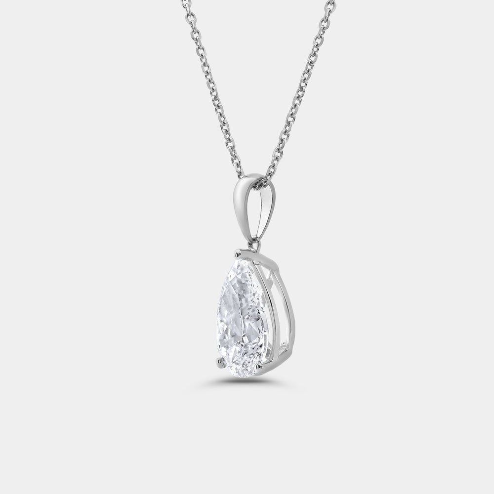 Gilded 5 Carat Lab-Grown Diamond Pear-Shaped Classic Solitaire Pendant