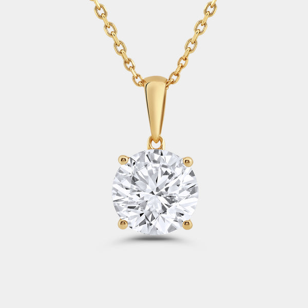 5 Carat Lab-Grown Diamond Round-Shaped Classic Solitaire Pendant — GILDED New York