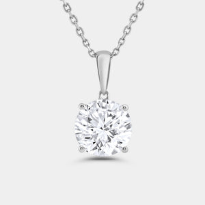 Gilded 5 Carat Lab-Grown Diamond Round-Shaped Classic Solitaire Pendant