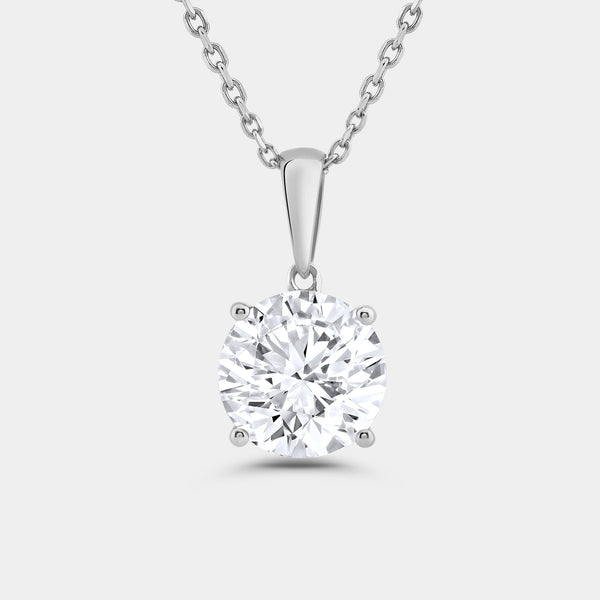 5 Carat Lab-Grown Diamond Round-Shaped Classic Solitaire Pendant — GILDED New York