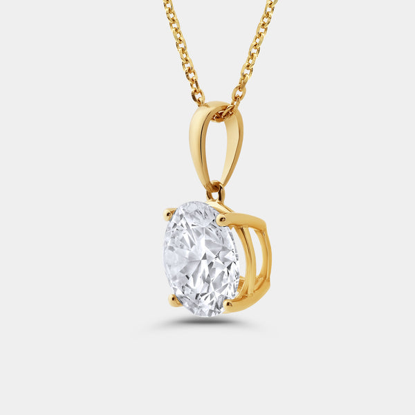 5 Carat Lab-Grown Diamond Round-Shaped Classic Solitaire Pendant — GILDED New York