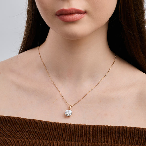 5 Carat Lab-Grown Diamond Round-Shaped Classic Solitaire Pendant — GILDED New York