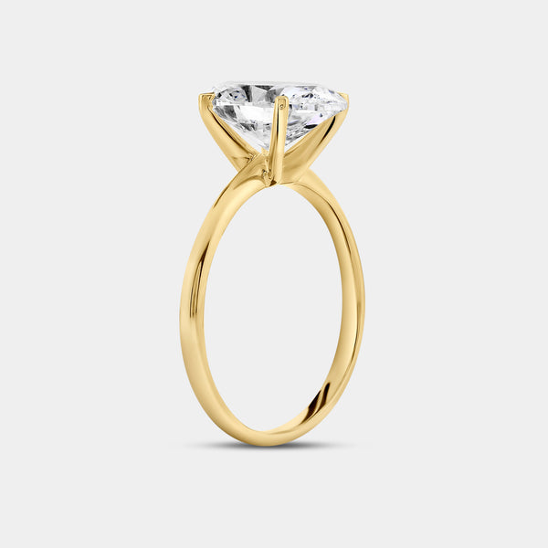 Gilded 3 Carat Lab-Grown Diamond Oval-Shaped Classic Solitaire Ring