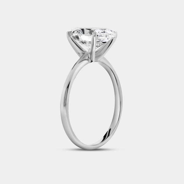 Gilded 3 Carat Lab-Grown Diamond Oval-Shaped Classic Solitaire Ring