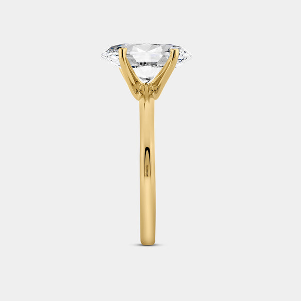 Gilded 3 Carat Lab-Grown Diamond Oval-Shaped Classic Solitaire Ring
