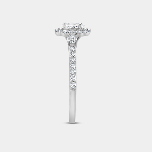 3/4 Carat Lab-Grown Diamond Oval-Shaped Halo Engagement Ring with a Classic Shank — GILDED New York