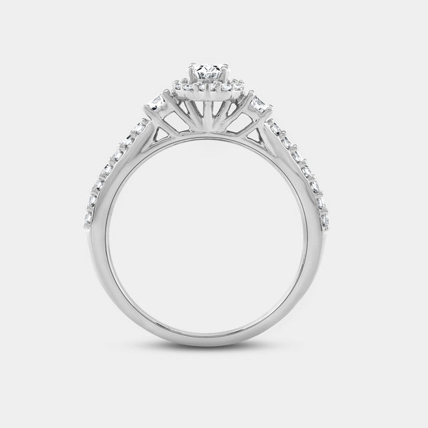 3/4 Carat Lab-Grown Diamond Oval-Shaped Halo Engagement Ring with a Classic Shank — GILDED New York